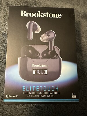 Brookstone Elite Touch True Wireless Pro Earbuds  Auto Pairing New Sealed Blue