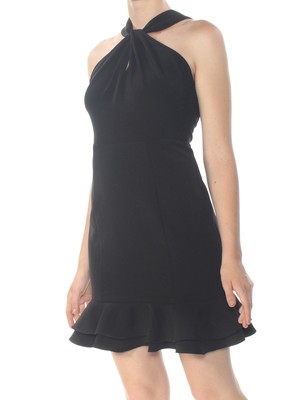 

19 COOPER Женское черное мини-платье без рукавов с рюшами и бретелькой на шее Размер, Черный