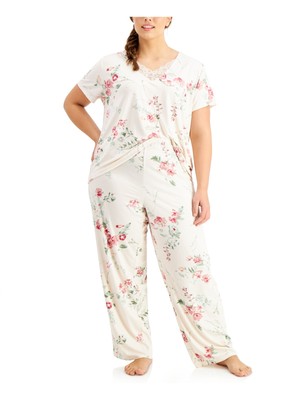 

FLORA Mens By Flora Nikrooz Розовая эластичная футболка с прямыми брюками Пижама Plus, Розовый