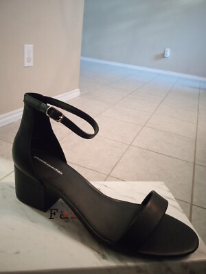 Amazon Essentials Women's Two Strap Heeled Sandal Black Size 10W, 12 &12.5W New.