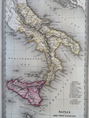 King of Naples The Two Sicilies Southern Italy Syracuse 1830 miniature map