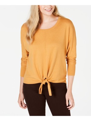 

STYLE - COMPANY Женский золотой свитер с длинными рукавами и завязками спереди и сзади, размер