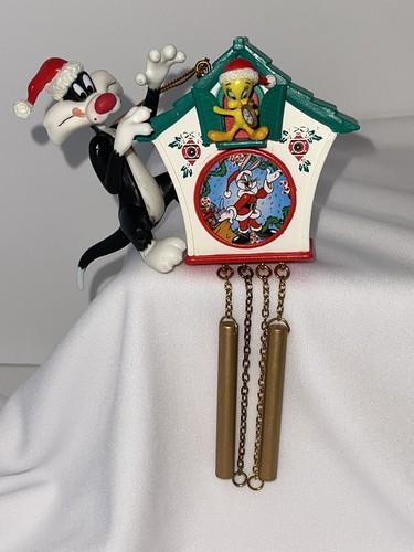 1998 Looney Tunes Sylvester And Tweety Cuckoo Clock Christmas Ornament With Box