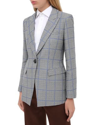 

Женский серый однобортный пиджак Emporio Armani с узором -quot;гусиные лапки-quot, 9NG19T92113