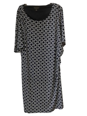 Connected Apparel  Black White   Short Sleeve Women Dress 22W