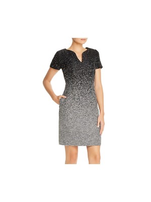 

KARL LAGERFELD Женское черное платье-футляр с короткими рукавами выше колена на подкладке, Черный