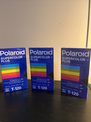 New Blank VHS Tapes Lot of 3 Polaroid Supercolor Plus T-120 6 Hour Sealed