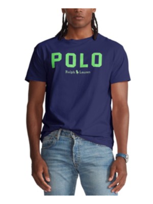 

Мужская темно-синяя футболка с графическим логотипом POLO RALPH LAUREN, классический крой, размер, Navy, 710814103003