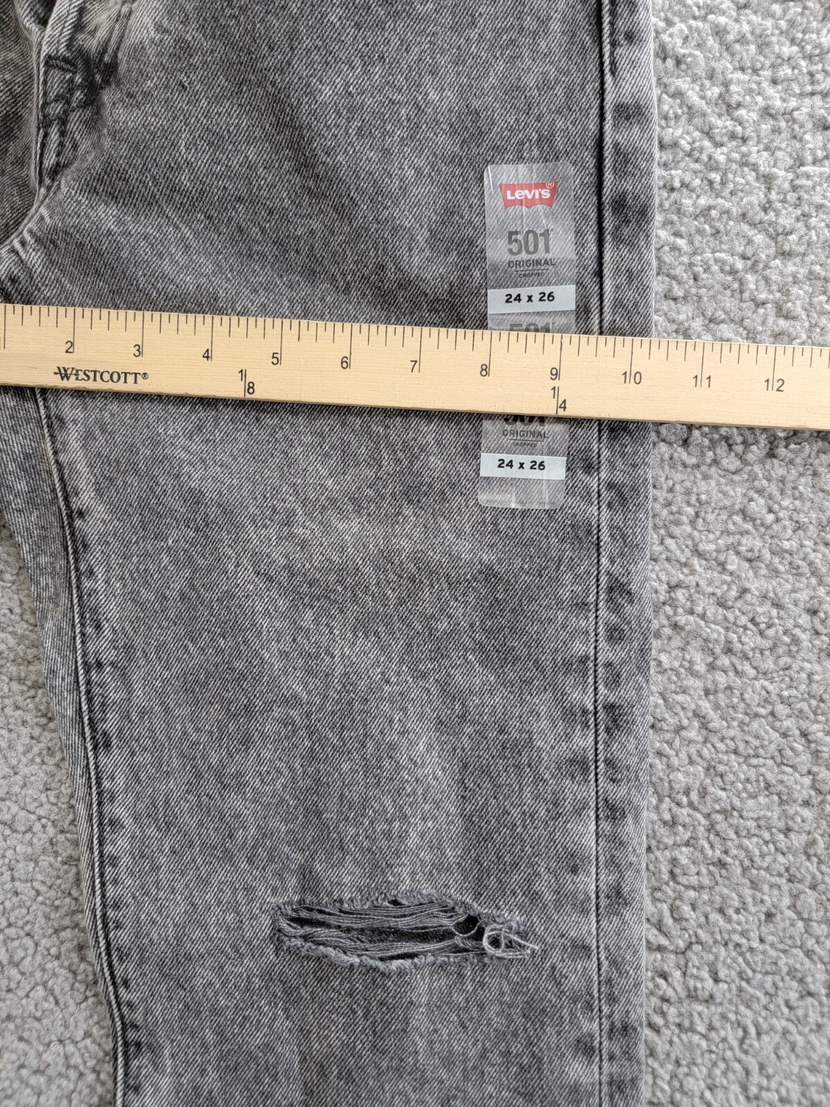 Levi's 501® Cropped Straight-Leg High Rise Jeans Women's 24 x 26 Sophisticated - Picture 6 of 16