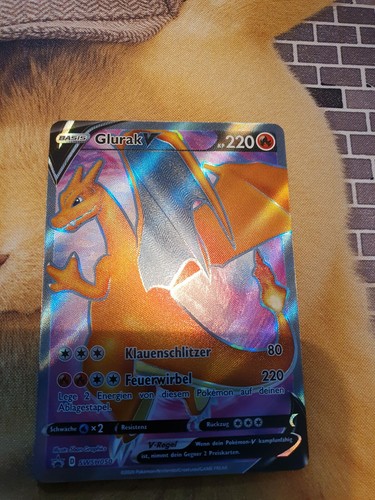 Pokemon Karte Glurak Charizard V Fullart Weg des Champs Promo SWSH050