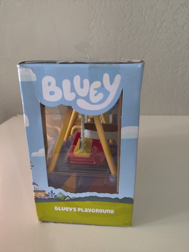 Bluey Park Mini Playset with 2.5" Bluey Figure Red Wagon Swing Set and Slide NEW