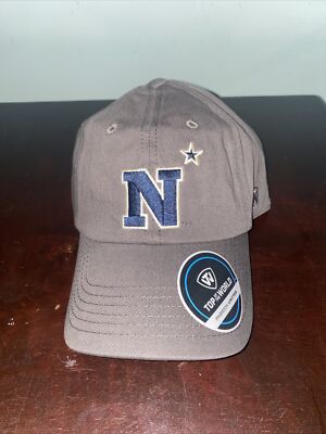 navy midshipmen Hat Mens One Size Adjustable Ncaa Gray New Top Of The World (W4)