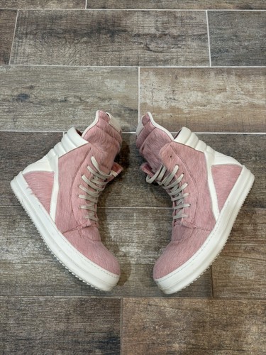 靴 Rick owens geobasket pink Rick Owens Pink and Milk Pony Hair Geobasket Size 9 | eBay