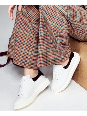 

STEVEN Женские белые комфортные кожаные спортивные кроссовки на платформе с глазурью 8,5 м, Белый, GLAZ01D1