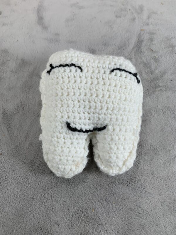 Knitted Plush Tooth with Tooth Fairy Pocket
