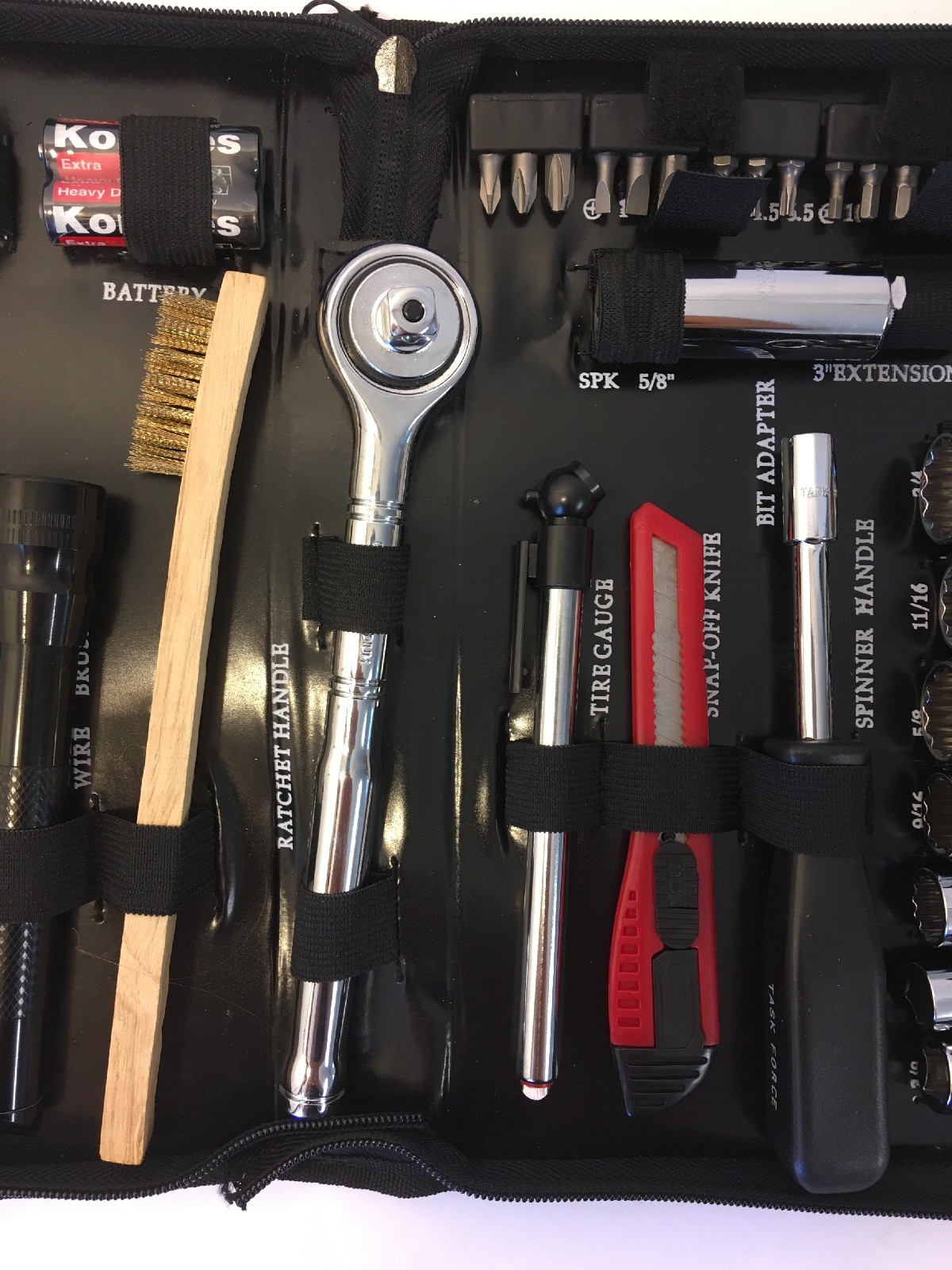 Task Force Wrench And Socket Tool Kit Socket Wrench Bit Tape Zipper Carry Case