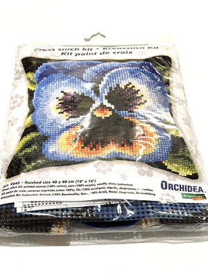 Orchidea Zweigart Cross Stitch Kit Pillow Cover Flowers 9245 Floral Purple NEW
