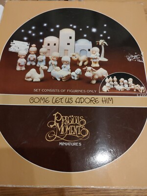 1980 Precious Moments  ''Come Let Us Adore Him'' Mini Nativity E2395 11 piece