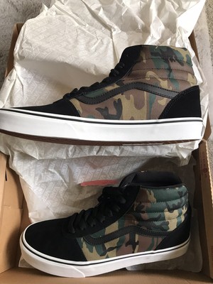 Vans Ward Hi Top Camo Black / White Mens Trainers UK 10.5 EU 45 BNIB