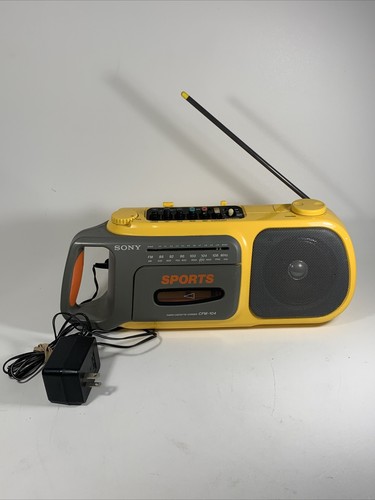 Vtg 1990s Sony CFM-104 Yellow Stereo Boombox Sports