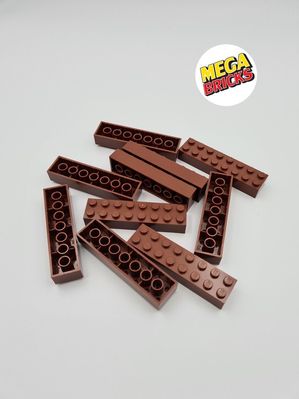Lego Lot 10 X Brick 2x8 Reddish Brown Ref 93888 / 6096701 *Neuf*