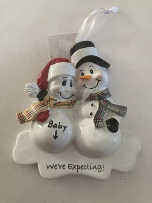 ''We're Expecting'', Man & Woman Snowman, Christmas Ornament by PolarX