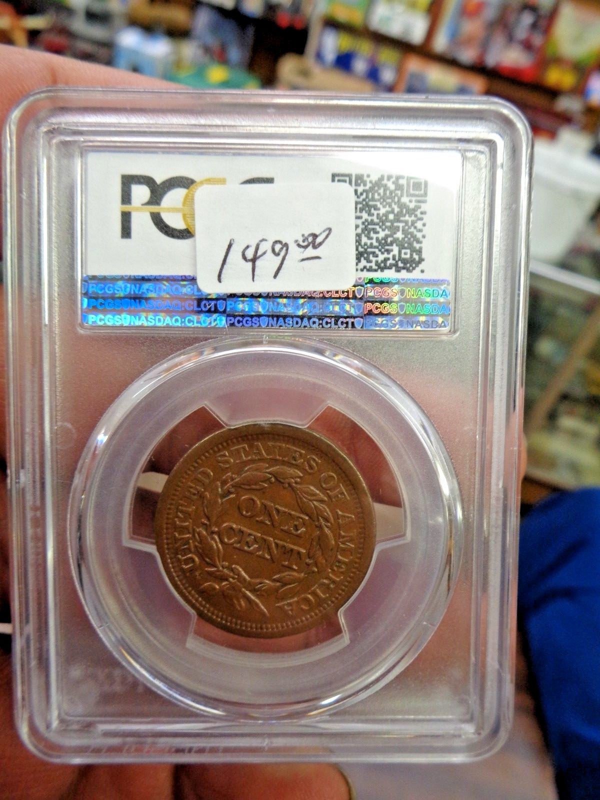 1849 braided hair large cent pcgs xf45