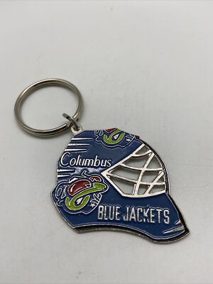 NHL Columbus Blue Jackets Goalie Mask 2.1 x 1.5 Inch Keychain Keyring