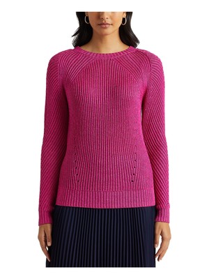 

Женский розовый свитер с круглым вырезом RALPH LAUREN с длинными рукавами для работы Petites