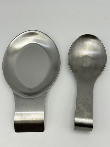 Lot of 2 Amco 18/8 Rust Proof Stainless Steel Spoon Utensil Rest Amco Houseworks