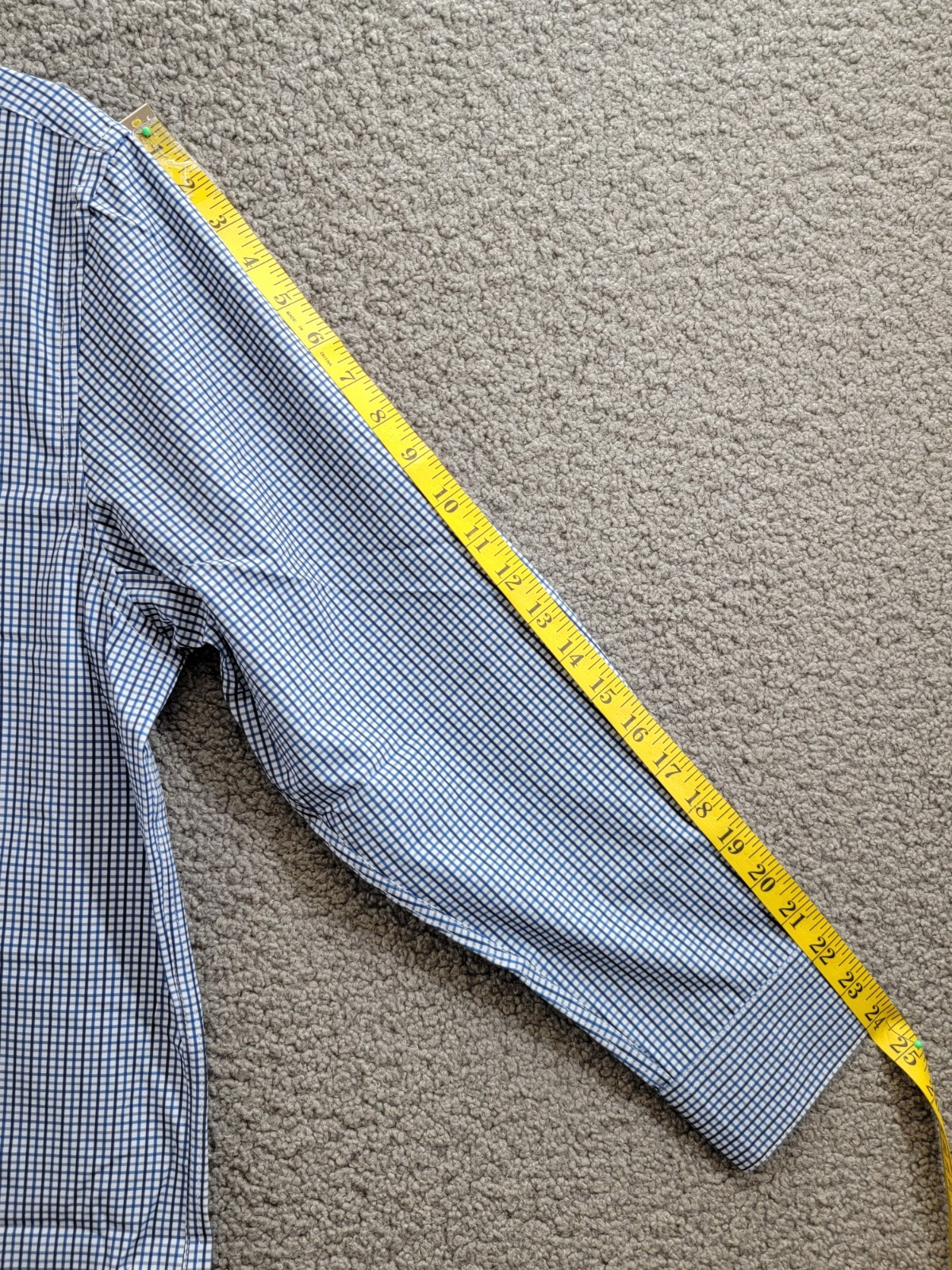 Tayion Collection Slim-Fit Check Dress Shirt Men's XL 17-17.5 32-33 Blue Multi - Picture 9 of 17