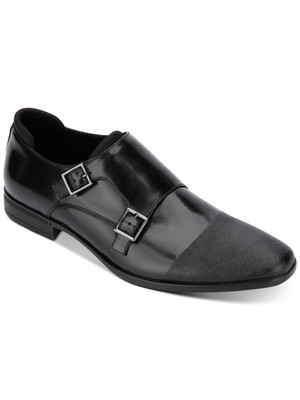 

REACTION KENNETH COLE Мужские черные текстурированные туфли на плоской подошве Edison Monk Strap, Черный, RMF9065AA