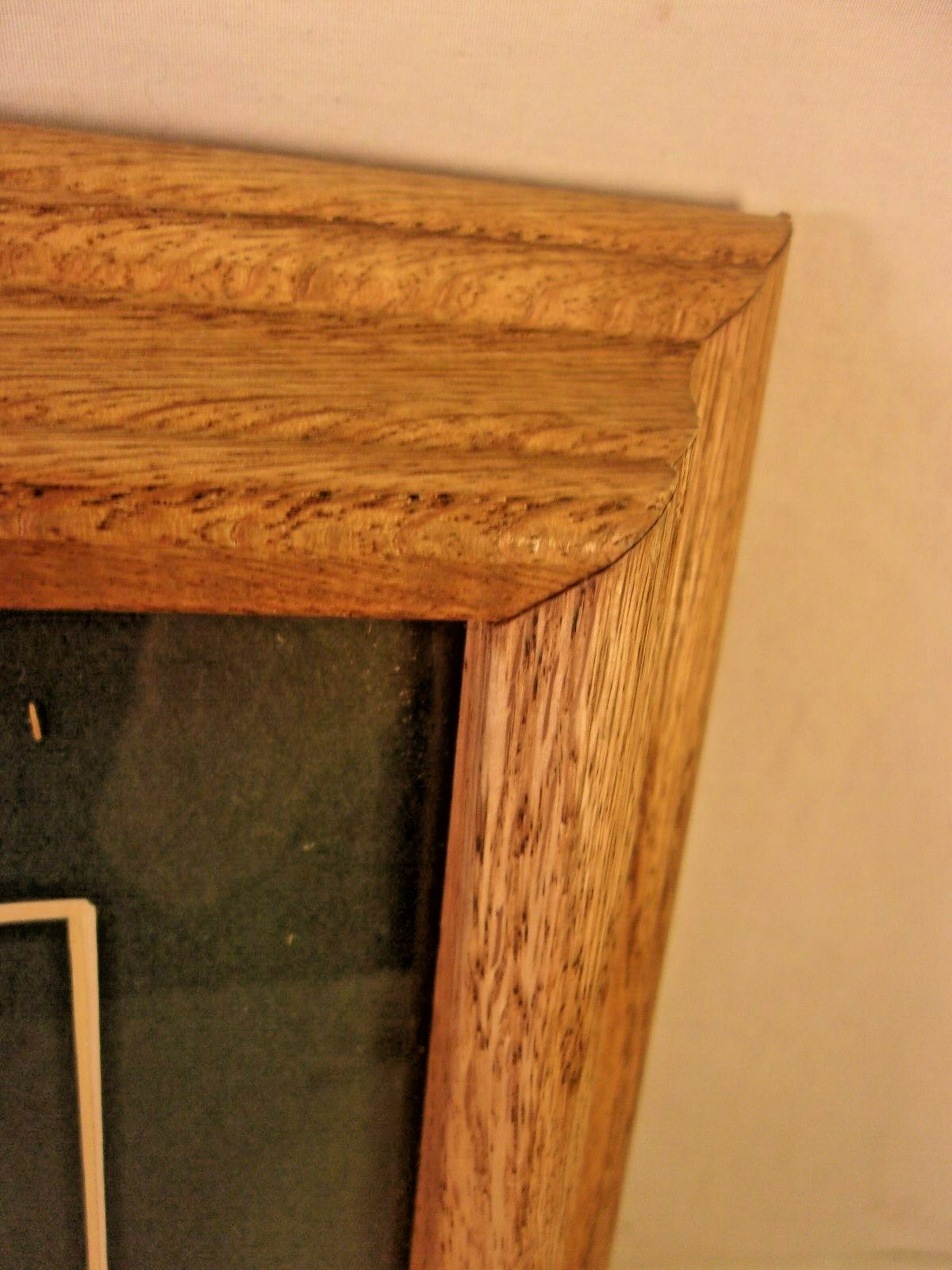 Vintage mid century OAK frame with print 12 1/2 x 14 1/2  holds 10x12