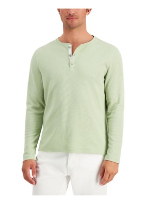 

ALFANI Мужская Зеленая Рубашка Henley Stretch с Длинным Рукавом, Зеленый, 100126076MN
