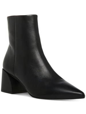 Женские черные кожаные ботильоны STEVE MADDEN Faris с острым носком и скульптурным каблуком, 5 М