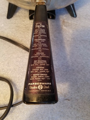 VINTAGE Farberware 10-1/2” Electric Stainless Steel Fry Pan Skillet 300A TESTED