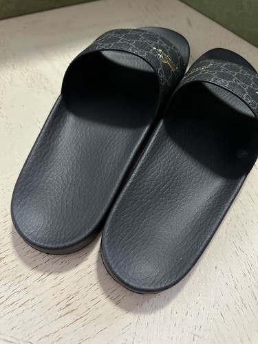 Pre-owned Gucci Men Cancas Gg Supreme Tigers Print Sandal Black 7 Us/6 Uk 407345