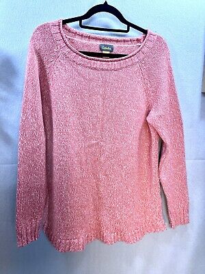 Cabelas Sweater Womens Large Coral Pink Merino Wool Blend Pullover Casual