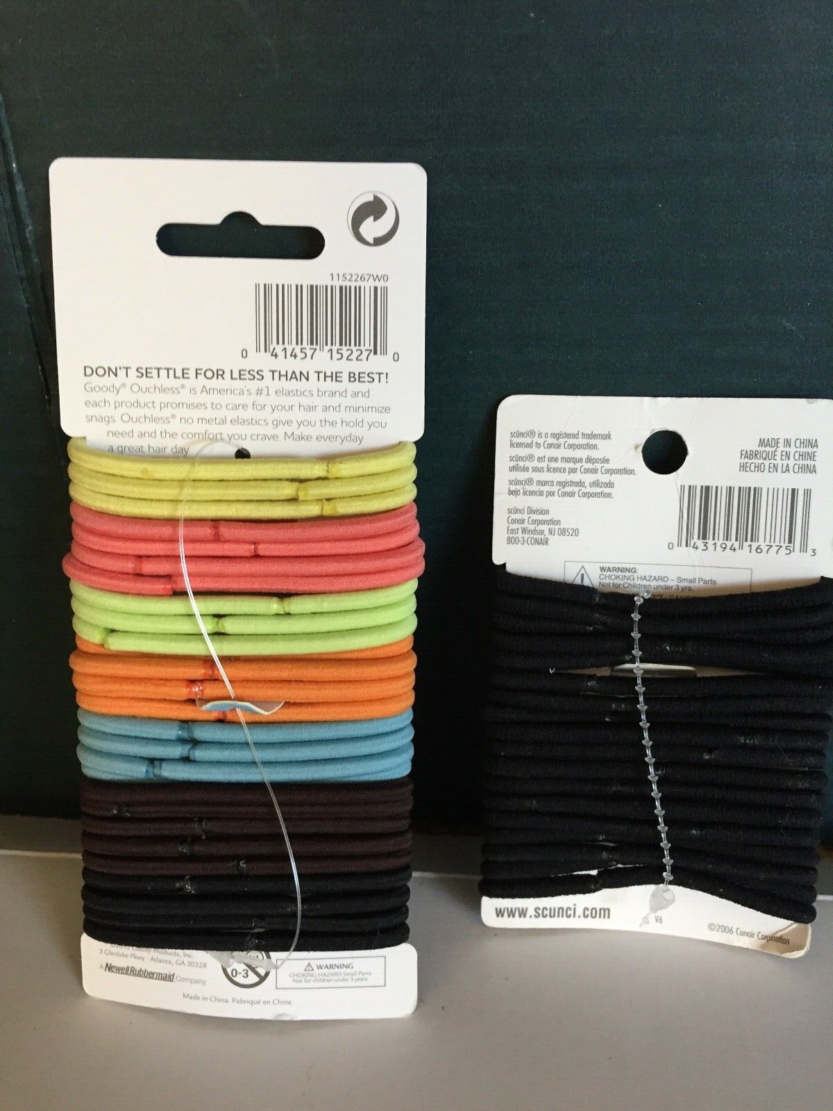 GOODY & SCUNCI OUCHLESS HAIR TIES NO METAL HAIR ELASTICS ASSORTED