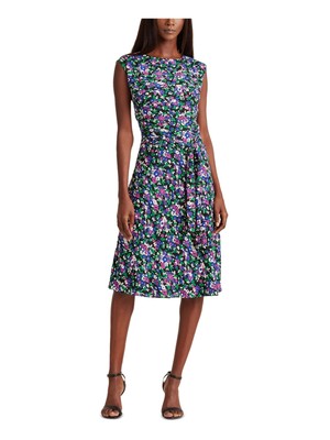 

RALPH LAUREN Черное женское платье длиной ниже колена без рукавов + расклешенное платье, Черный