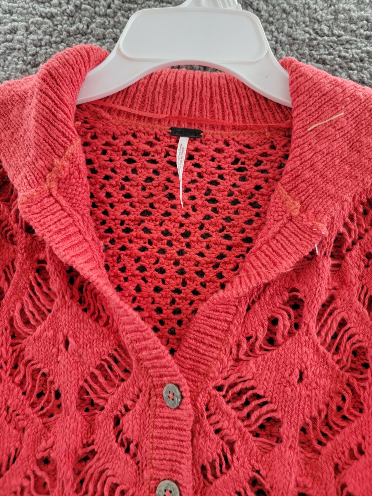 Free People Sedona Cropped Cardigan Women's XS Guava Berry Collared Button Front - Picture 2 of 12