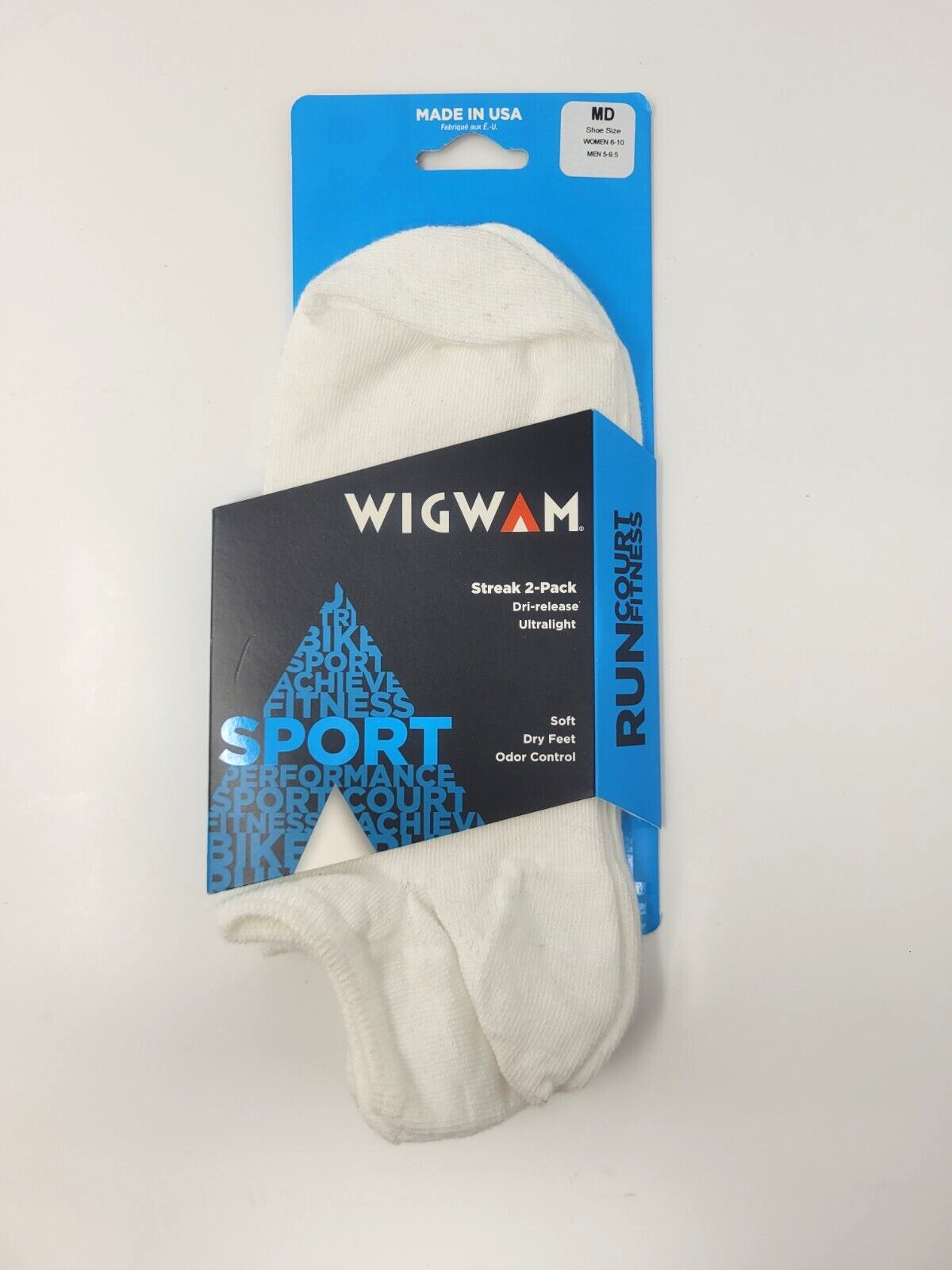 2 Pack Wigwam S1240 Streak Sock White Ultralight Men 5-9.5 Women 6-10 Ships Free