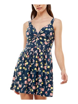 

PLANET GOLD Женское темно-синее короткое платье без подкладки с перекрученным бюстом и вырезом спереди для юниоров, Navy