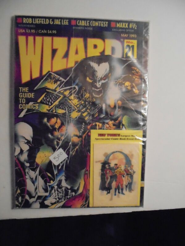 Guide Comics WIZARD #21 May 1993 sealed with cards.