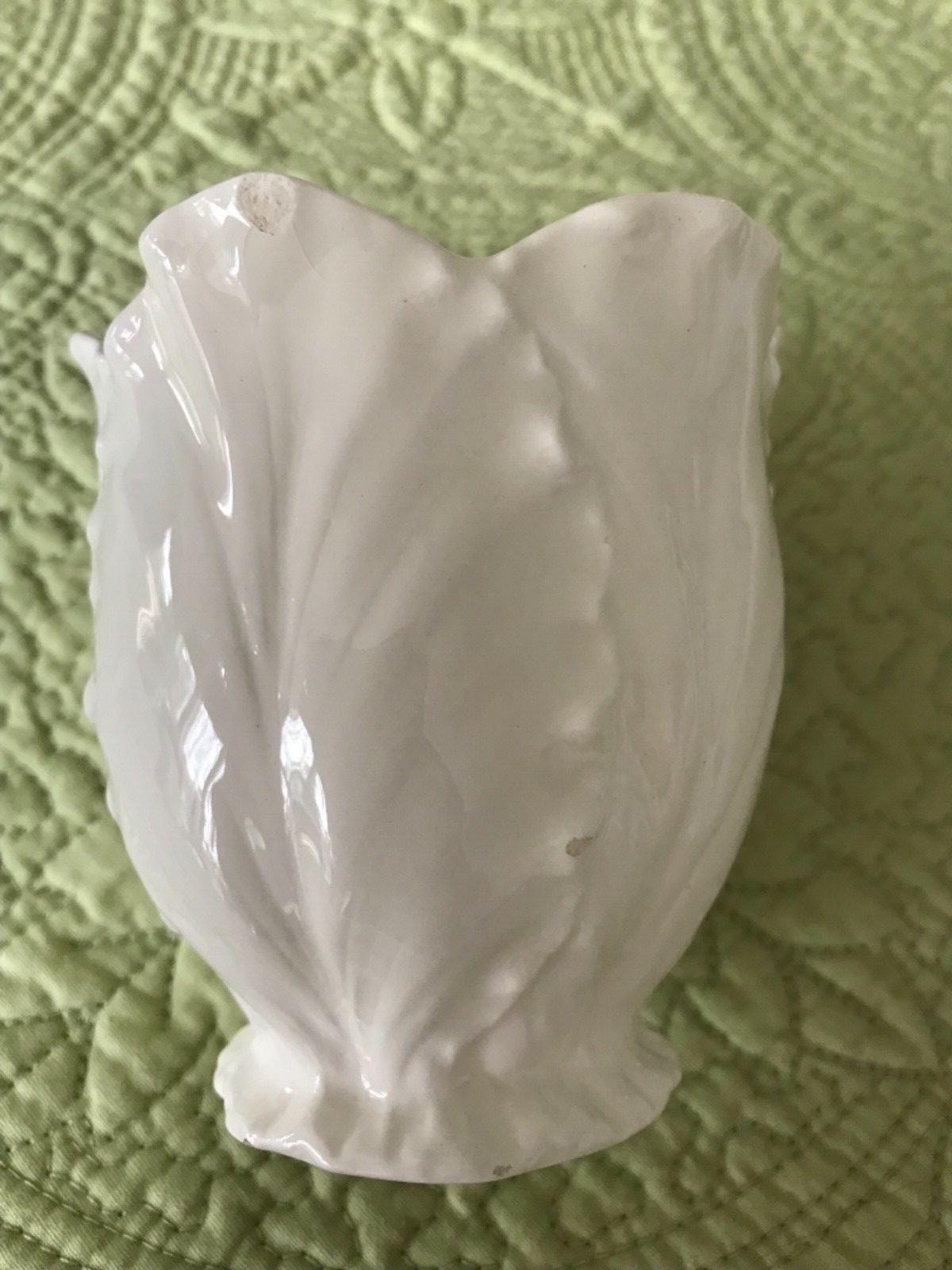 Vintage ERPHILA Art Pottery small white leaf vase Bavaria
