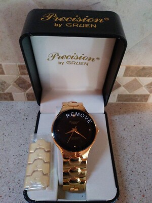 Precision by Gruen Genuine Diamond Accent Watch in Gift Box Large Men's