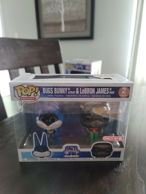 bugs bunny as batman and lebron james as robin funko pop
