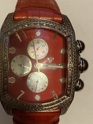 Aqua Master Women s Diamond Watch Leather Band Quartz Fashion