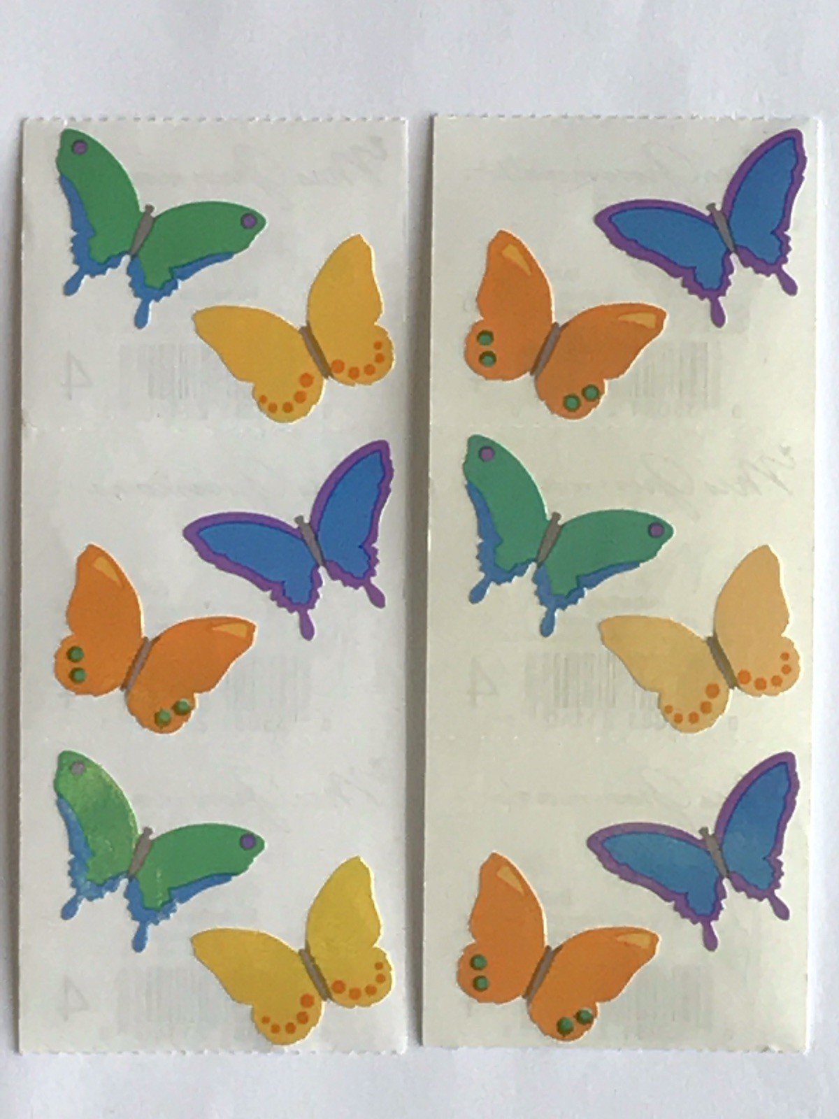 6 OPALESCENT BUTTERFLIES MRS GROSSMAN'S SHIMMER STICKERS GARDENS FLOWERS