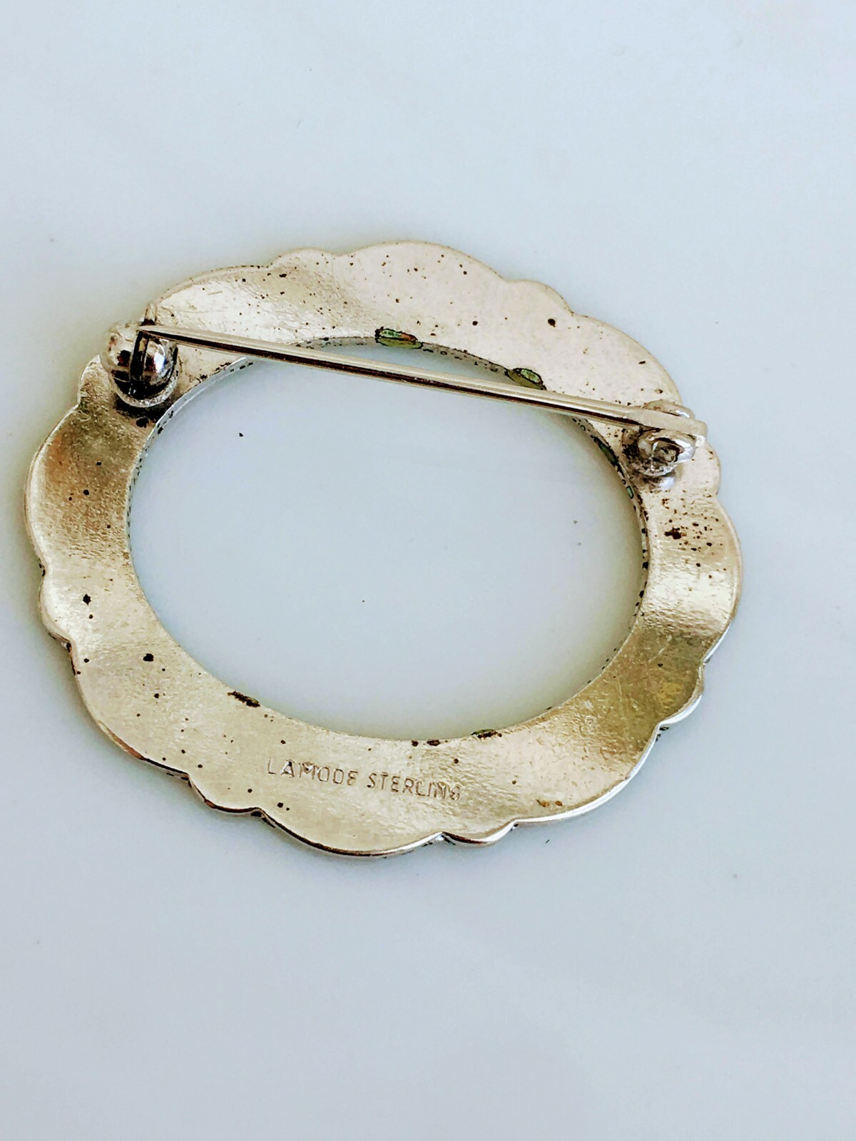 Vintage Lamode Sterling Guilloche Enamel Rose Flowers Floral Pin Brooch